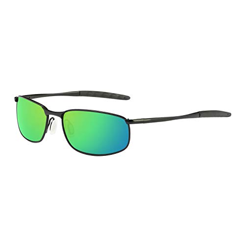 ZHILE Polarisierte Sonnenbrille für Herren, 8 Basis, gebogener Metallrahmen zum Angeln, Sport, Fahren, mit Sonnenbrillenetui, Schwarzer Rahmen, grüne verspiegelte Gläser, Medium ZHILE Polarisierte Sonnenbrille für Herren, 8 Basis, gebogener Metallrahmen zum Angeln, Sport, Fahren, mit Sonnenbrillenetui, Schwarzer Rahmen, grüne verspiegelte Gläser, Medium von ZHILE