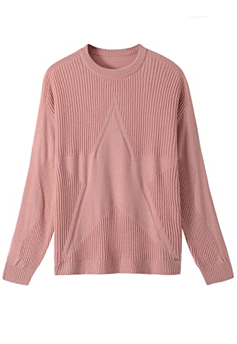 Damen Rollkragen Gemütlicher Strickpullover Casual Loose Pullover Pullover Tops, rose, XX-Large von ZHILI