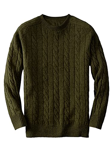Herren Original Strick gleiche Farbe Muster Pullover Tops Winter Wollpullover, olivgrün, Mittel von ZHILI