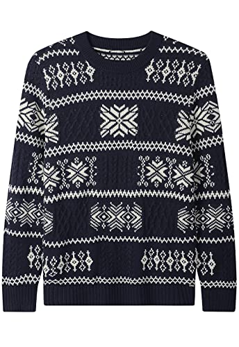 ZHILI Hässliche Weihnachtspullover für Herren mit Winter-Argyle-Mustern, lockerer Rundhalsausschnitt, Pullover, Dunkelblau1, XX-Large von ZHILI