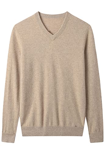 ZHILI Herren 100 Kaschmir Winter Langarm Bequem V-Ausschnitt Pullover Herren, CAMEL, 3X-Groß von ZHILI