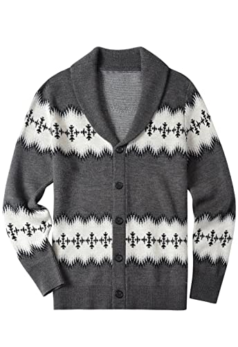 ZHILI Herren Cardigan Schal Kragen Wired Solid Pattern Knopf Vordertasche_Grau_XXL von ZHILI