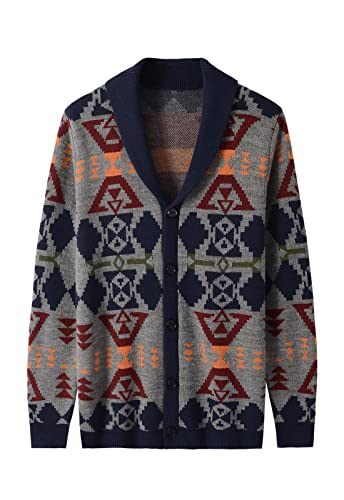 ZHILI Herren Cardigan Schal Kragen Wired Solid Pattern Knopf Vordertasche_Mehrfarbig_3XL von ZHILI