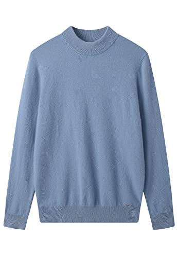 ZHILI Herren Kaschmir Pullover einfarbig Mock Neck Strick Pullover_Blau_X-Large von ZHILI