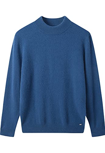 ZHILI Herren Kaschmir Pullover einfarbig Mock Neck Strick Pullover_Dunkel Blau_X-Large von ZHILI