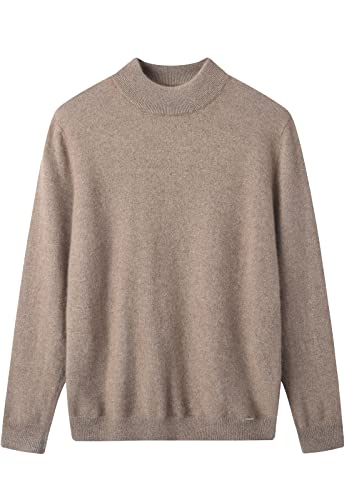 ZHILI Herren Kaschmir Pullover einfarbig Mock Neck Strick Pullover_Kamel_Klein von ZHILI