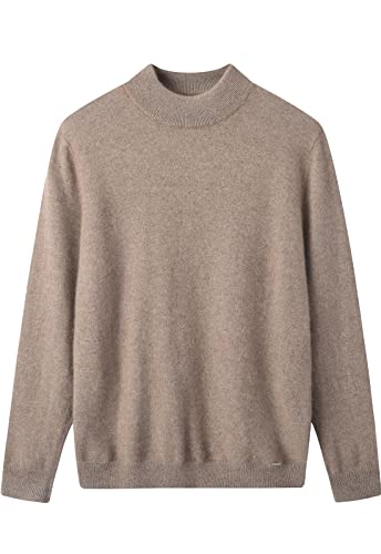 ZHILI Herren Kaschmir Pullover einfarbig Mock Neck Strick Pullover_Kamel_XX-Large von ZHILI