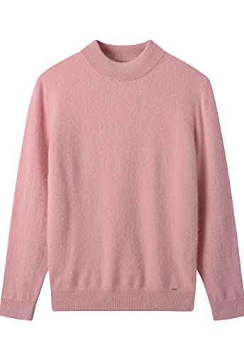 ZHILI Herren Kaschmir Pullover einfarbig Mock Neck Strick Pullover_Rosa_XXXX-Large von ZHILI