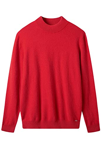 ZHILI Herren Kaschmir Pullover einfarbig Mock Neck Strick Pullover_Rot_Groß von ZHILI