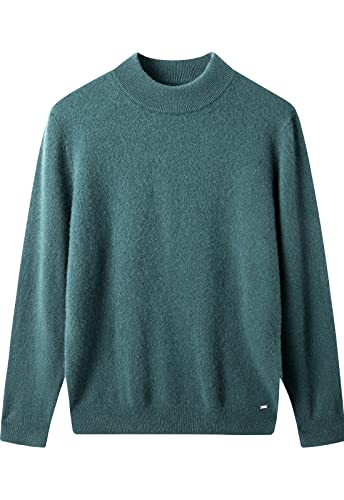 ZHILI Herren Kaschmir Pullover einfarbig Mock Neck Strick Pullover_Türkis_X-Small von ZHILI