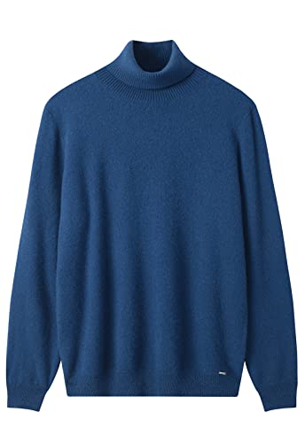 ZHILI Herren Kaschmir Pullover einfarbig Turtleneck Pullover_Dunkel Blau_X-Large von ZHILI