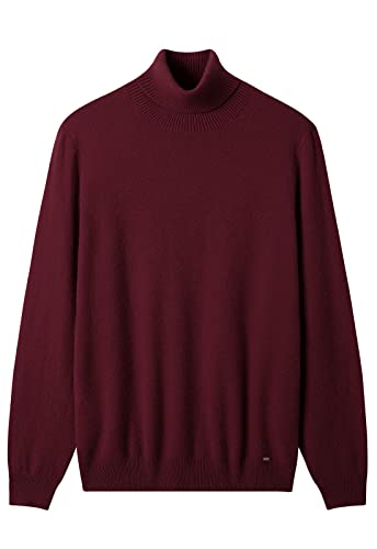 ZHILI Herren Kaschmir Pullover einfarbig Turtleneck Pullover_Dunkel Rot_Mittel von ZHILI