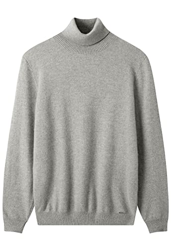 ZHILI Herren Kaschmir Pullover einfarbig Turtleneck Pullover_Hell Grau_Mittel von ZHILI