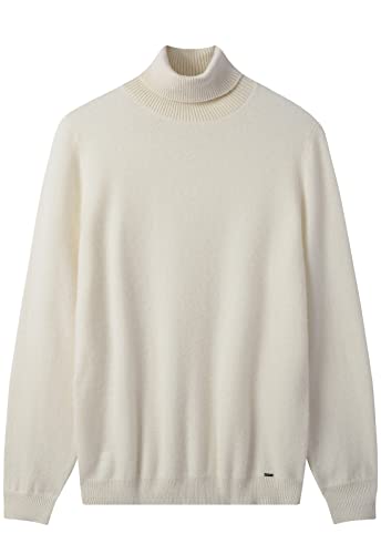 ZHILI Herren Kaschmir Pullover einfarbig Turtleneck Pullover_Weiß_X-Large von ZHILI