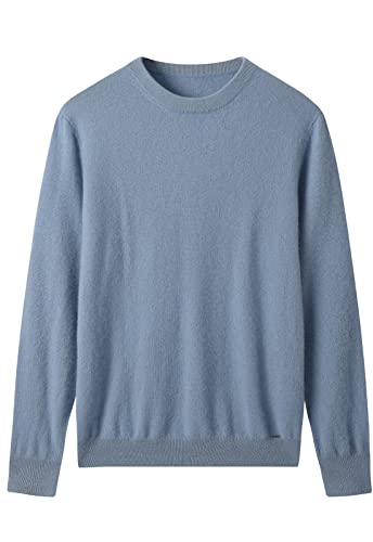 ZHILI Herren Pullover aus Kaschmir mit Rundhalsausschnitt einfarbig Strick_Blau_Groß von ZHILI