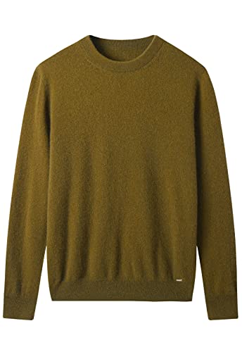 ZHILI Herren Pullover aus Kaschmir mit Rundhalsausschnitt einfarbig Strick_Braun_X-Large von ZHILI