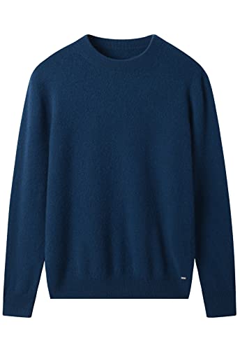 ZHILI Herren Pullover aus Kaschmir mit Rundhalsausschnitt einfarbig Strick_Dunkel Blau_Groß von ZHILI