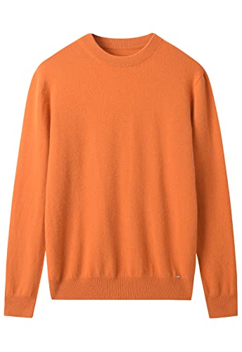 ZHILI Herren Pullover aus Kaschmir mit Rundhalsausschnitt einfarbig Strick_Orange_Mittel von ZHILI