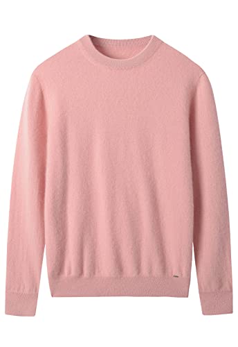 ZHILI Herren Pullover aus Kaschmir mit Rundhalsausschnitt einfarbig Strick_Rosa_Groß von ZHILI