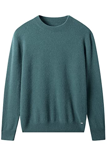 ZHILI Herren Pullover aus Kaschmir mit Rundhalsausschnitt einfarbig Strick_Türkis_X-Large von ZHILI