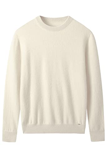 ZHILI Herren Pullover aus Kaschmir mit Rundhalsausschnitt einfarbig Strick_Weiß_Groß von ZHILI