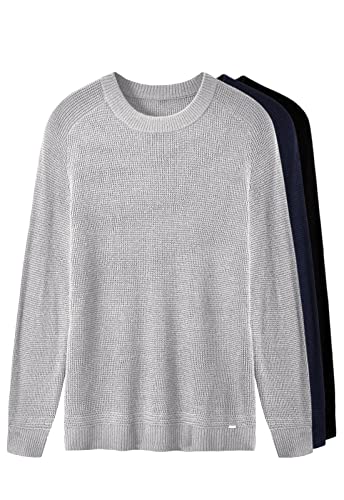 ZHILI Herren Pullover mit Rundhalsausschnitt, leicht, atmungsaktiv, weich, Thermo, einfarbig, enganliegend, Raglan-Langarm-Pullover für Männer, grau, 3X-Groß von ZHILI