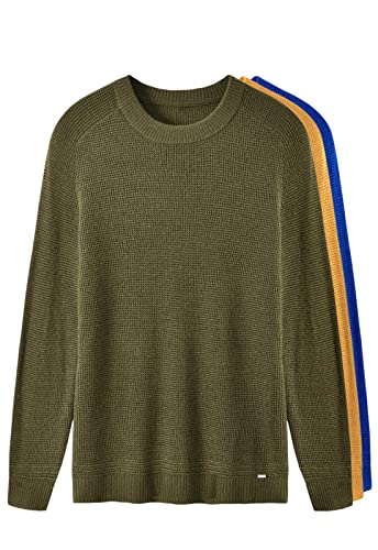 ZHILI Herren Pullover mit Rundhalsausschnitt, leicht, atmungsaktiv, weich, Thermo, einfarbig, enganliegend, Raglan-Langarm-Pullover für Männer, olivgrün, 3X-Groß von ZHILI