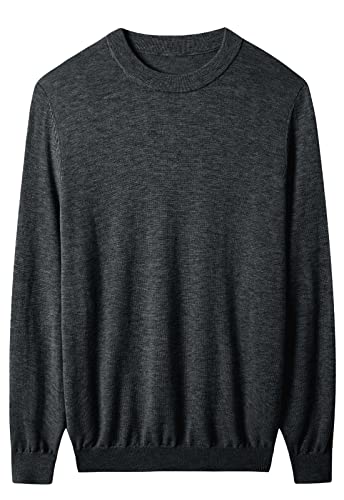 ZHILI Herren Pullover mit Rundhalsausschnitt Herbst Warme Merinowolle Gestrickte Feste Pullover_Dunkel Grau_XX-Large ZHILI Herren Pullover mit Rundhalsausschnitt Herbst Warme Merinowolle Gestrickte Feste Pullover_Dunkel Grau_XX-Large von ZHILI