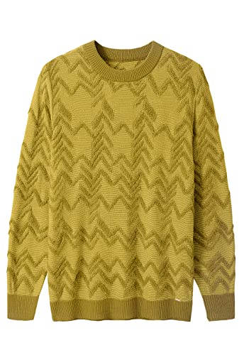 ZHILI Herren Retro Argyle-Pullover Langarm Lose Rundhalsausschnitt Pullover Sweater_Gelb_Groß von ZHILI