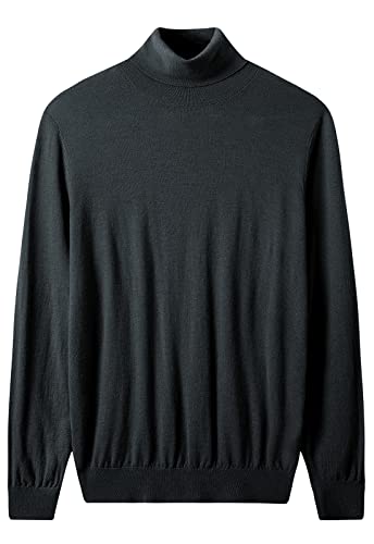 ZHILI Herren Rollkragen Pullover Herbst Rollkragen Warme Merinowolle Gestrickt_Dunkel Grau_XXX-Large von ZHILI