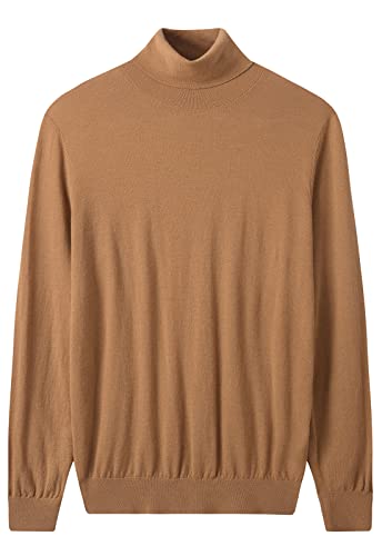 ZHILI Herren Rollkragen Pullover Herbst Rollkragen Warme Merinowolle Gestrickt_Kamel_X-Large von ZHILI
