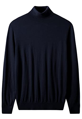 ZHILI Herren Rollkragen Pullover Herbst Rollkragen Warme Merinowolle Gestrickt_Navy_Groß von ZHILI