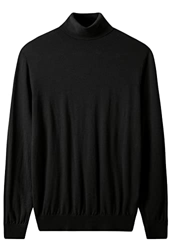 ZHILI Herren Rollkragen Pullover Herbst Rollkragen Warme Merinowolle Gestrickt_Schwarz_Mittel von ZHILI