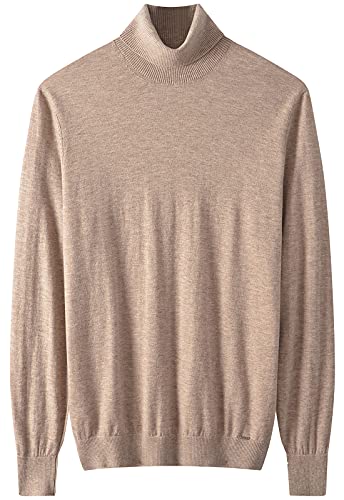 ZHILI Herren Rollkragenpullover, leicht, Merinowolle, warm, Winter, braun, Groß von ZHILI