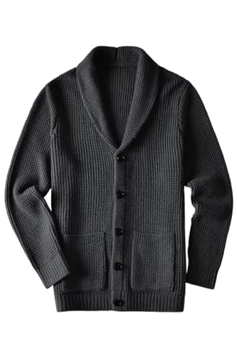 ZHILI Herren Schalkragen Pullover Casual Slim Fit Dicke Strickjacke_Dark Grey_XX-Large ZHILI Herren Schalkragen Pullover Casual Slim Fit Dicke Strickjacke_Dark Grey_XX-Large von ZHILI