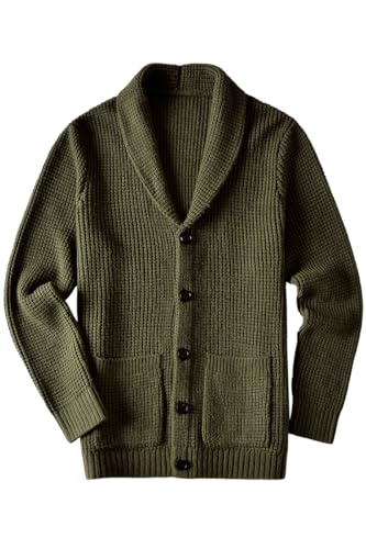 ZHILI Herren Schalkragen Pullover Casual Slim Fit Dicke Strickjacke_Olive_XXXX-Large ZHILI Herren Schalkragen Pullover Casual Slim Fit Dicke Strickjacke_Olive_XXXX-Large von ZHILI