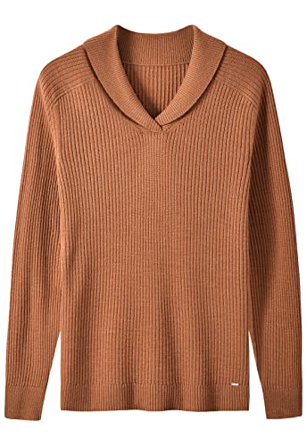 ZHILI Herren Schalkragen Pullover Sweater Slim Fit Casual Zopfstrick Pullover, Braun, L von ZHILI