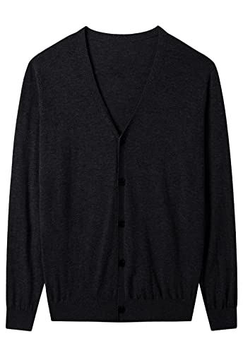 ZHILI Herren Strickjacke einfarbig Pullover mit V-Ausschnitt_Marine_Schwarz_XXX-Large von ZHILI