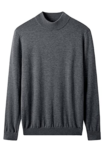 ZHILI Mock Neck Pullover Winter Herren Warm Merino Reine Wolle Gestrickt_Grau_Mittel von ZHILI