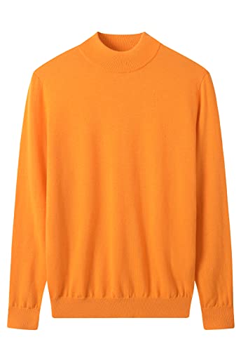 ZHILI Mock Neck Pullover Winter Herren Warm Merino Reine Wolle Gestrickt_Orange_XX-Large von ZHILI