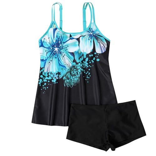 Tankini Damen Set Bademode Set Sport Badeanzug Damen Tankini Mit Shorts Bademode Sommer Elegant Badeanzüge Oberteil Mit Badeshorts Strandkleid Strandmode Große Größen Tankini Damen Bauchweg Loose von ZHISHIMEIM