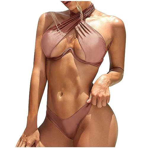 ZHISHIMEIM Bikinis-für-Damen-Badeanzug-modisch-Einfarbig-Push-up-Bikini-Damen-Set-BH-Damen-mit-Bügel-Geteilt-Sexy-Brazilian-Bikini von ZHISHIMEIM