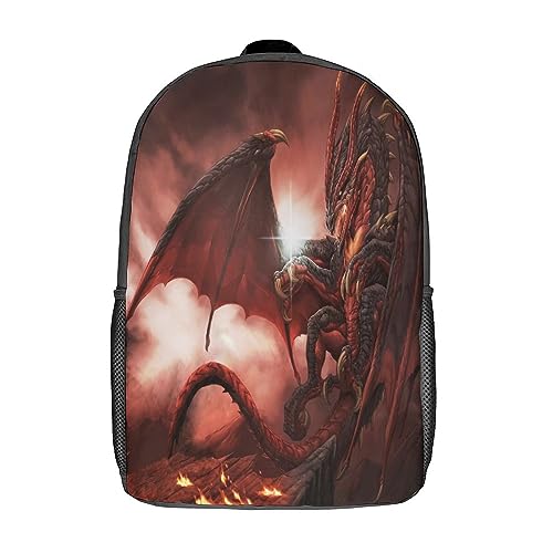 ZHIVIQ Drache Rucksack Für Kinder, Teenager Büchertaschen, Elementar, Mittelgroß Schulrucksack, 3D Casual Myth Reiserucksack Langlebig 17inch von ZHIVIQ