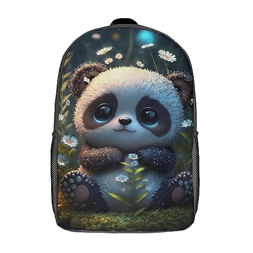 ZHIVIQ Panda Rucksack 3D-Druck Büchertaschen Für Jungen Schulrucksack Große Kapazität Casual Reiserucksack Kinder Cute Panda Büchertasche Jungen Mädchen 17inch von ZHIVIQ