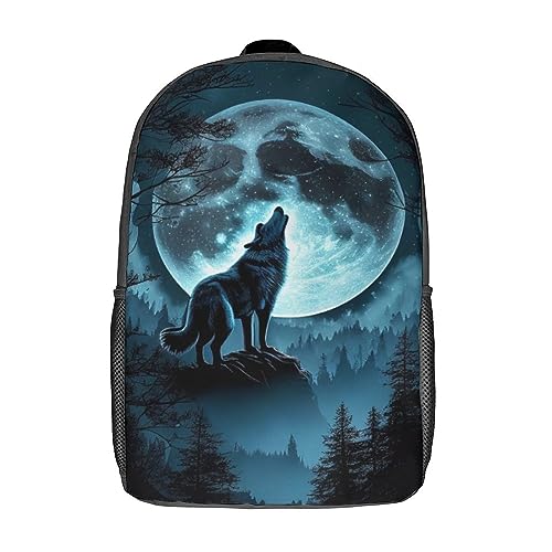 ZHIVIQ wolf Rucksack 3D-Druck Büchertaschen Für Jungen Schulrucksack Große Kapazität Casual Reiserucksack Kinder Wildtiere Büchertasche Jungen Mädchen 17inch von ZHIVIQ