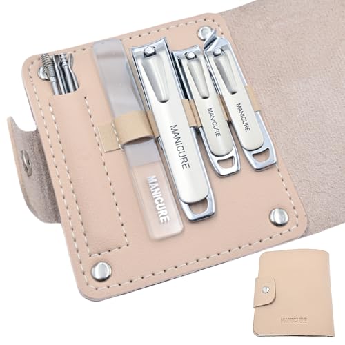 ZHIYE 10-teiliges Maniküre-Pediküre-Set, Edelstahl-Nagelknipser-Set, professionelle Nagelpflege-Werkzeuge mit Etui für Männer und Frauen (Space Silver) von ZHIYE