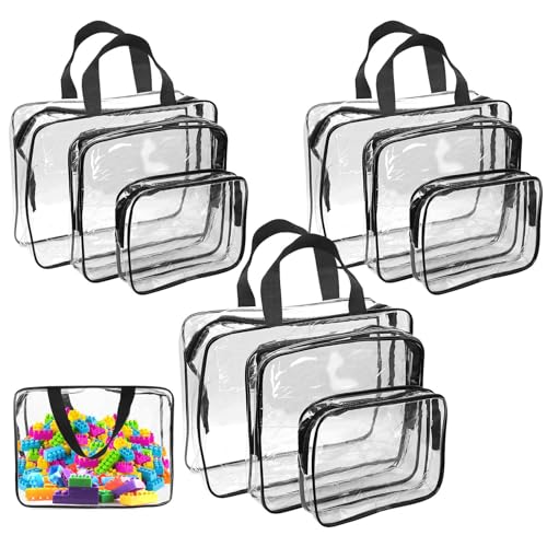 ZHIYUQL® 9 Stück Kulturbeutel Transparent Kosmetiktasche PVC Durchsichtige Tasche Kulturtasche Aufbewahrung Spielzeug Organizer Reise-Waschtaschen für Familie, Männer, Frauen, Kinder von ZHIYUQL
