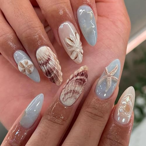 24pcs Press On Nails Ocean Style Fake Nails Starfish&Seashell 3D False Nail Tips Finger Manicure for Women and Girls 24pcs Press On Nails Ocean Style Fake Nails Starfish&Seashell 3D False Nail Tips Finger Manicure for Women and Girls von ZHJZFZ