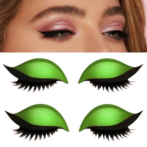 Lazy Eye Shadow Eyelash Patch, 3-in-1 Falsche Wimpern, Lidschatten und Eyeliner Aufkleber für alle Augentypen, selbstklebende wiederverwendbare Makeup Aufkleber für Party(2Paare) (green) von ZHJZGS