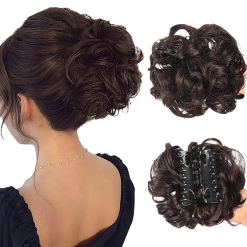 Bun Extension Clips, Wavy Claw Clip Messy Bun Hair Piece For Women, For Flat Updos Curly Hair Ponytail Bun Clip In Hair Extensions (#02) von ZHKVAG